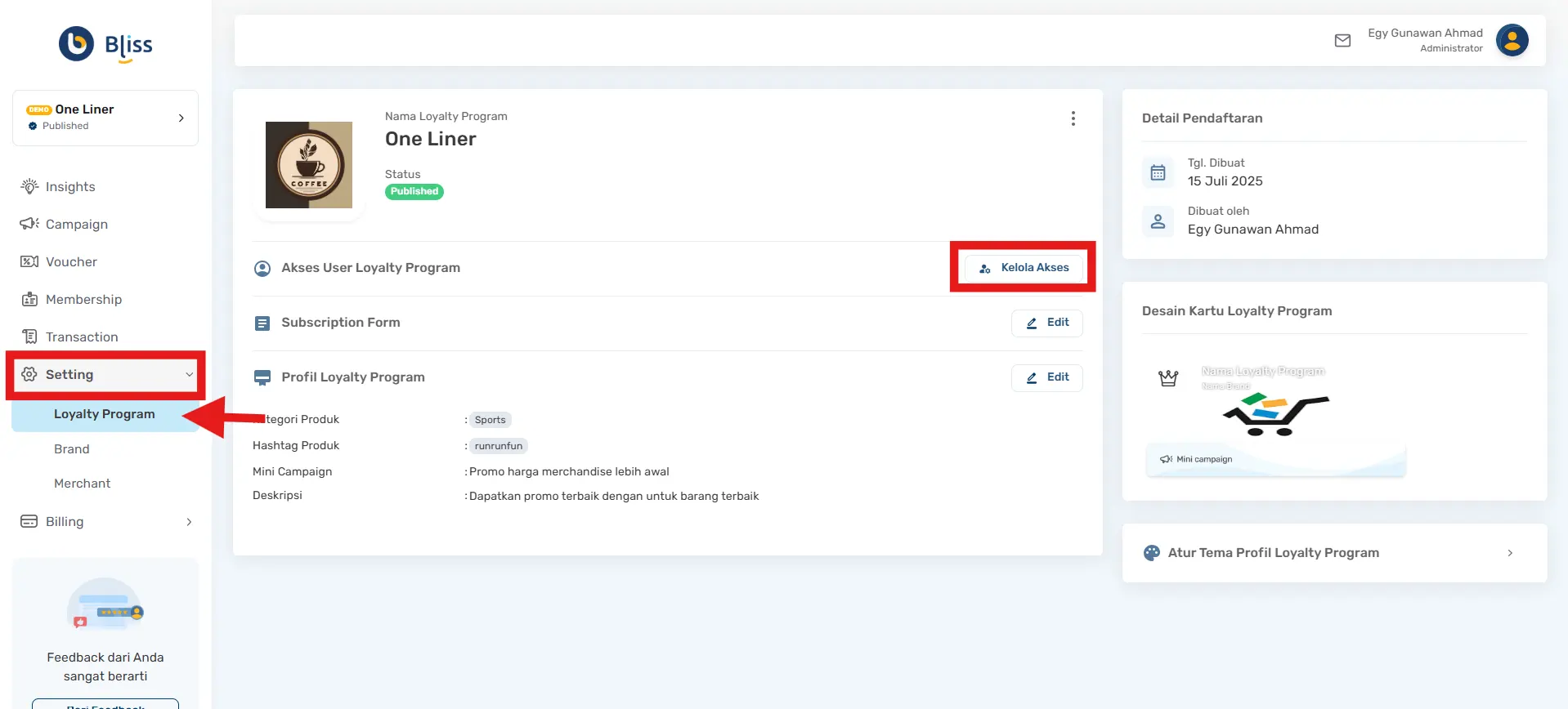 menambah user loyalty program